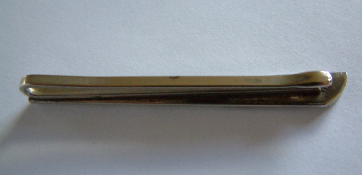 vintage tie slide clip .835 silver mother of pearl front
